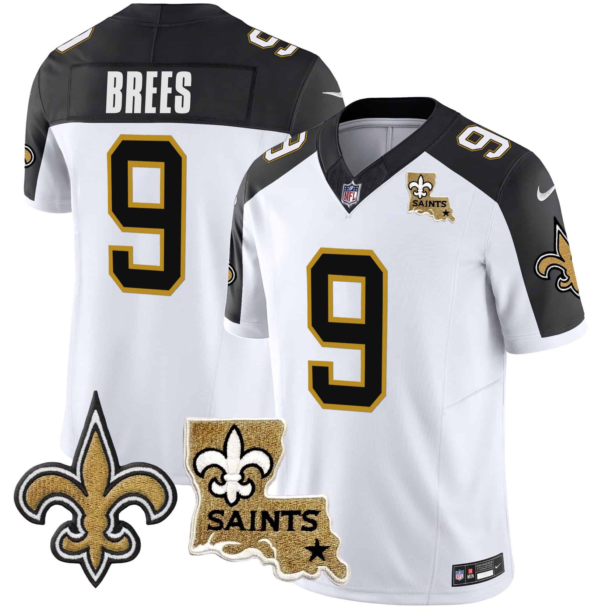 Men New Orleans Saints #9 Brees White 2024 Nike Vapor Limited NFL Jersey style 1->customized nfl jersey->Custom Jersey